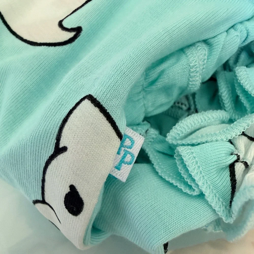 Posh Peanut Hello Kitty Pajama 3-6M Blue Ghost Ruffle Bamboo Footie Sleeper NWT